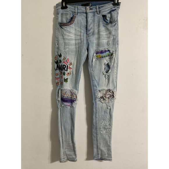 AMIRI Other - AMIRI Men Jeans Patches Embroidered Butterflies Skinny sz. 30